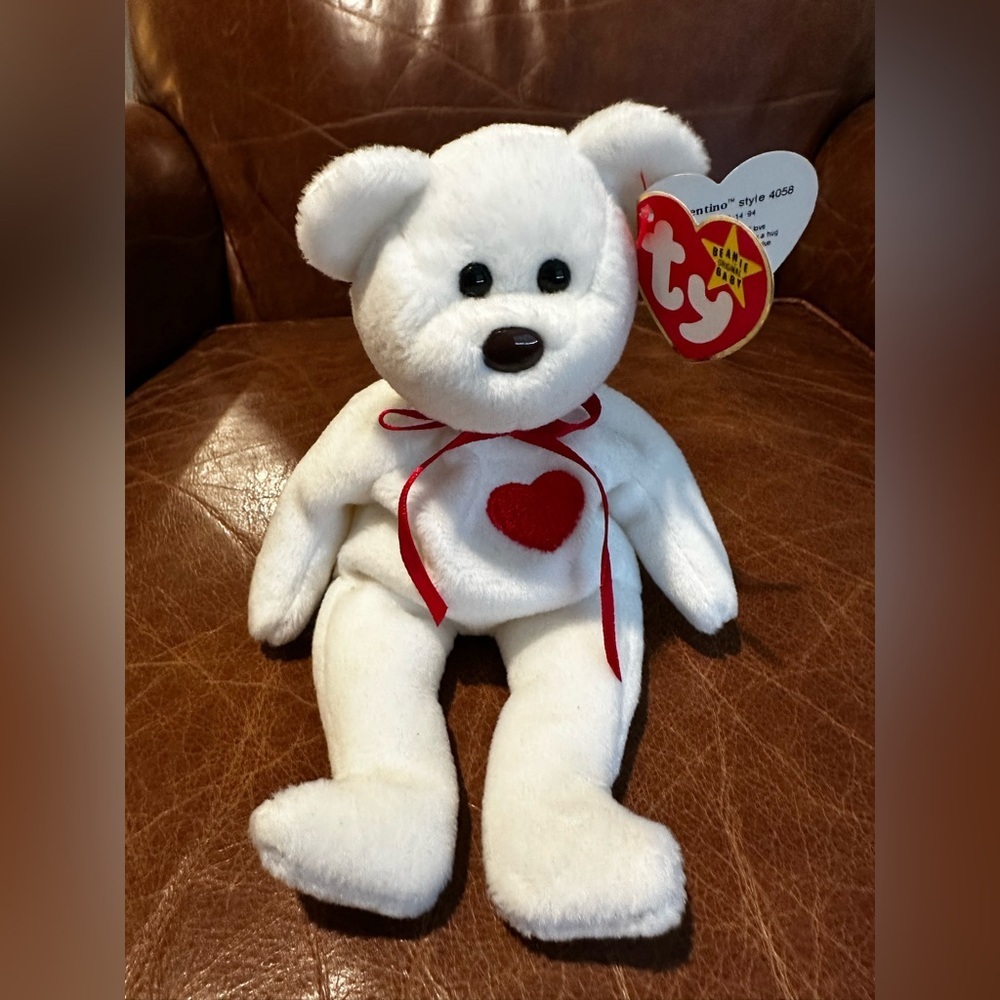 TY Beanie Baby Valentino the Bear 1993/94 Brown Nose w/Tag Errors (RARE)